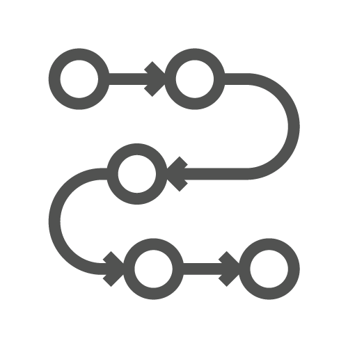 ícone de uma trilha cinza composta por setas seguidas de círculos